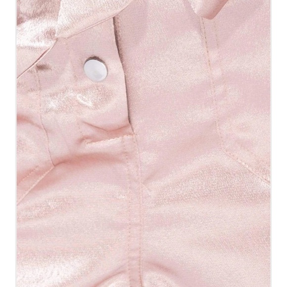 LIGHT PINK SATIN PATCH POCKET BUTTON FRONT SELF BELT PLAYSUIT - Picture 8 of 8